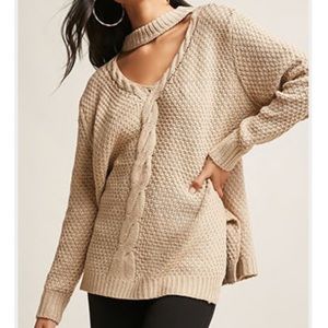 cable knit choker sweater